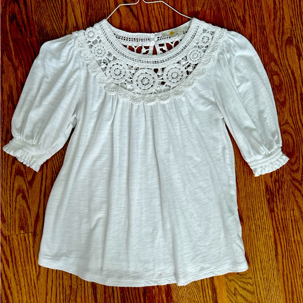 Boden white crochet detailed top, size 2